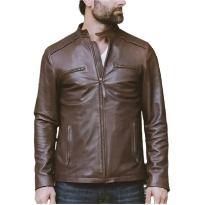 Men’s Brown Thompson Leather Moto Jacket