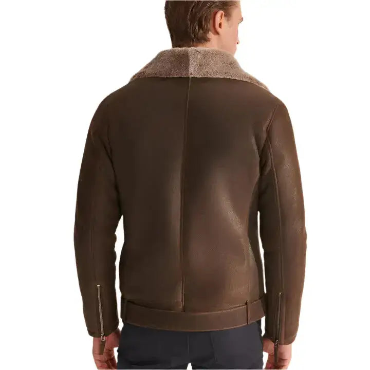 Mens Brown Shearling Aviator Jacket