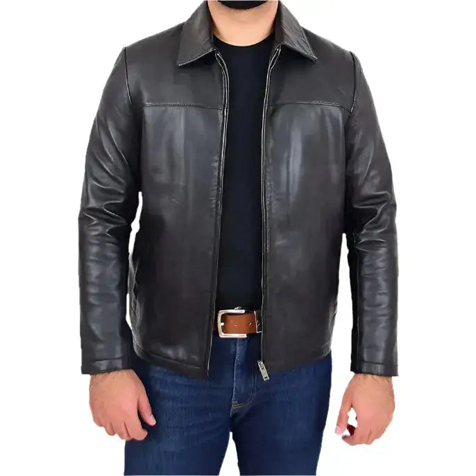 Men’s Classic Relaxed Fit Leather Box Jacket