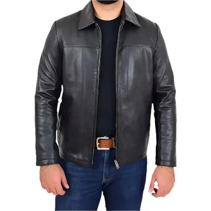 Men’s Classic Relaxed Fit Leather Box Jacket