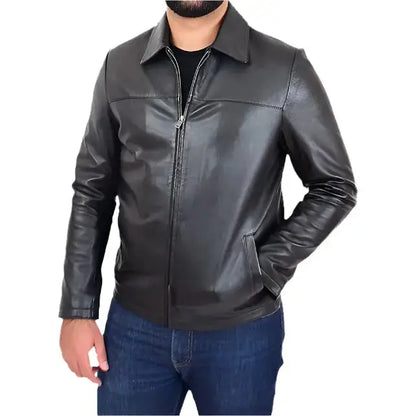Men’s Classic Relaxed Fit Leather Box Jacket