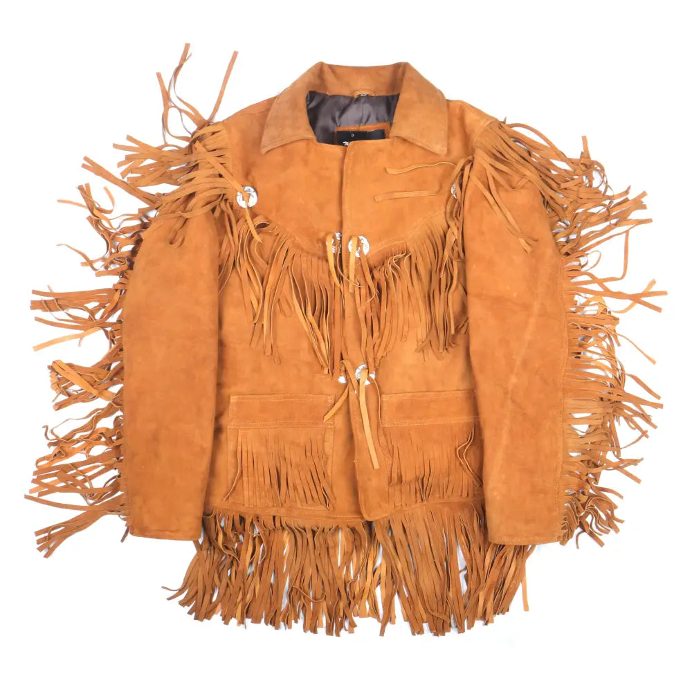 Men’s Suede Western Fringe Cowboy Jacket