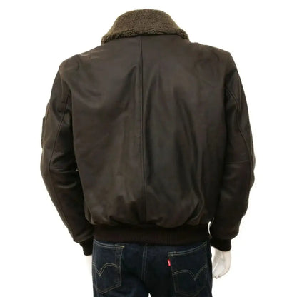 Mens Dark Brown Aviator Leather Jacket