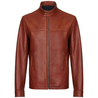 Mens Dark Brown Leather Biker Jacket
