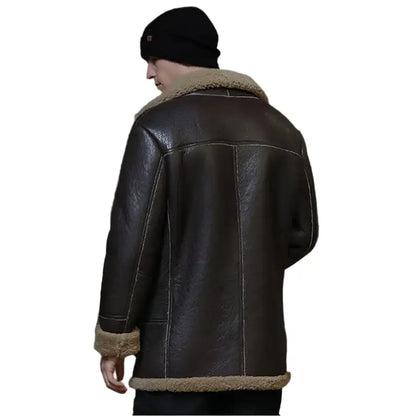 Mens Dark Brown Sheepskin Shearling Leather Coat