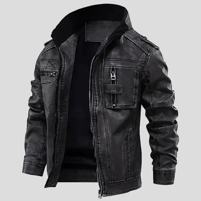 Men’s Distressed Grey Cafe Racer Leather Jacket