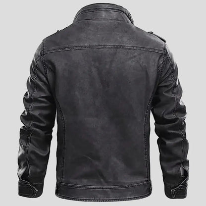 Men’s Distressed Grey Cafe Racer Leather Jacket