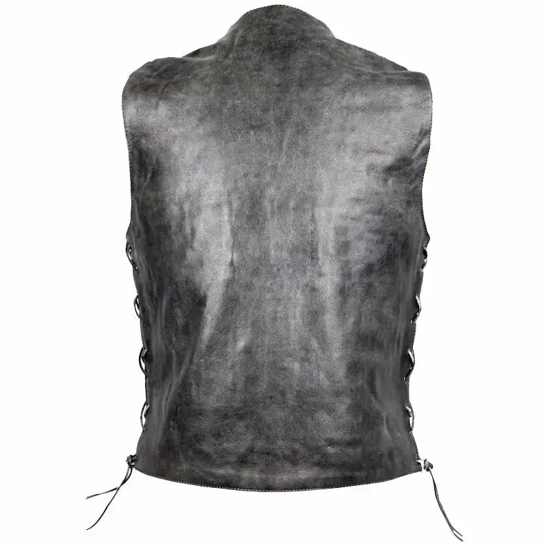 Men’s Distressed Grey Cowhide Leather Vest