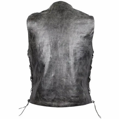 Men’s Distressed Grey Cowhide Leather Vest