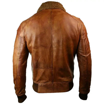Mens Leather Jacket with Fur Collar