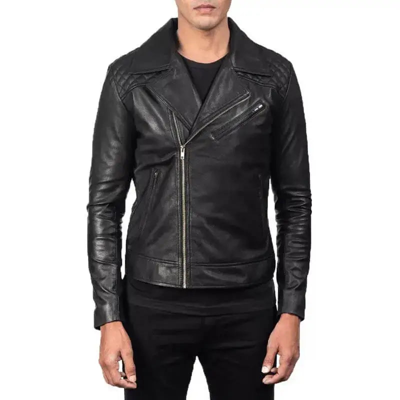 Men’s Black Leather Biker Jacket