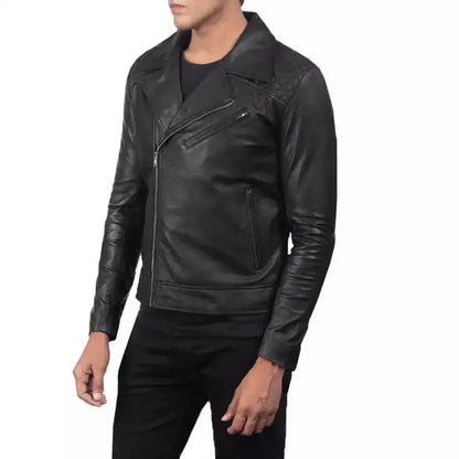 Men’s Black Leather Biker Jacket