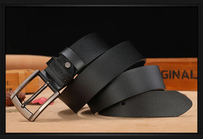 Men’s Genuine Leather Belt – Classic Designer Buckle Strap