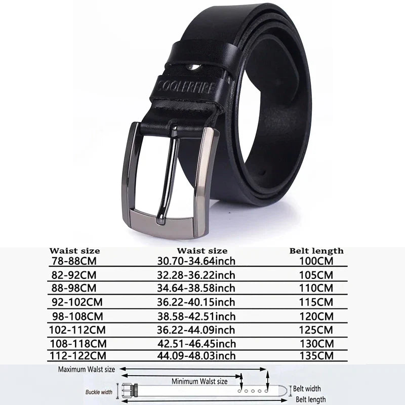 Men’s Genuine Leather Belt – Classic Designer Buckle Strap