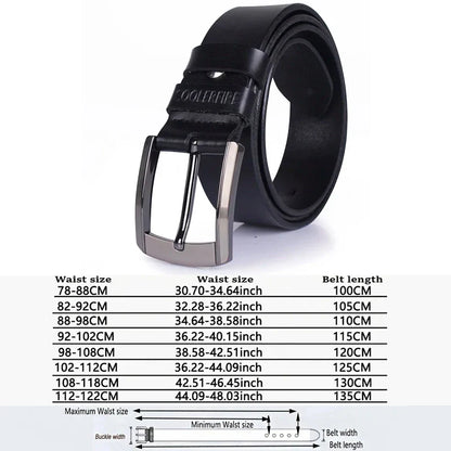 Men’s Genuine Leather Belt – Classic Designer Buckle Strap