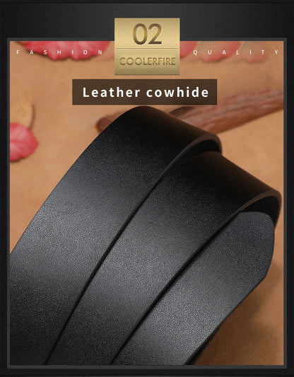 Men’s Genuine Leather Belt – Classic Designer Buckle Strap