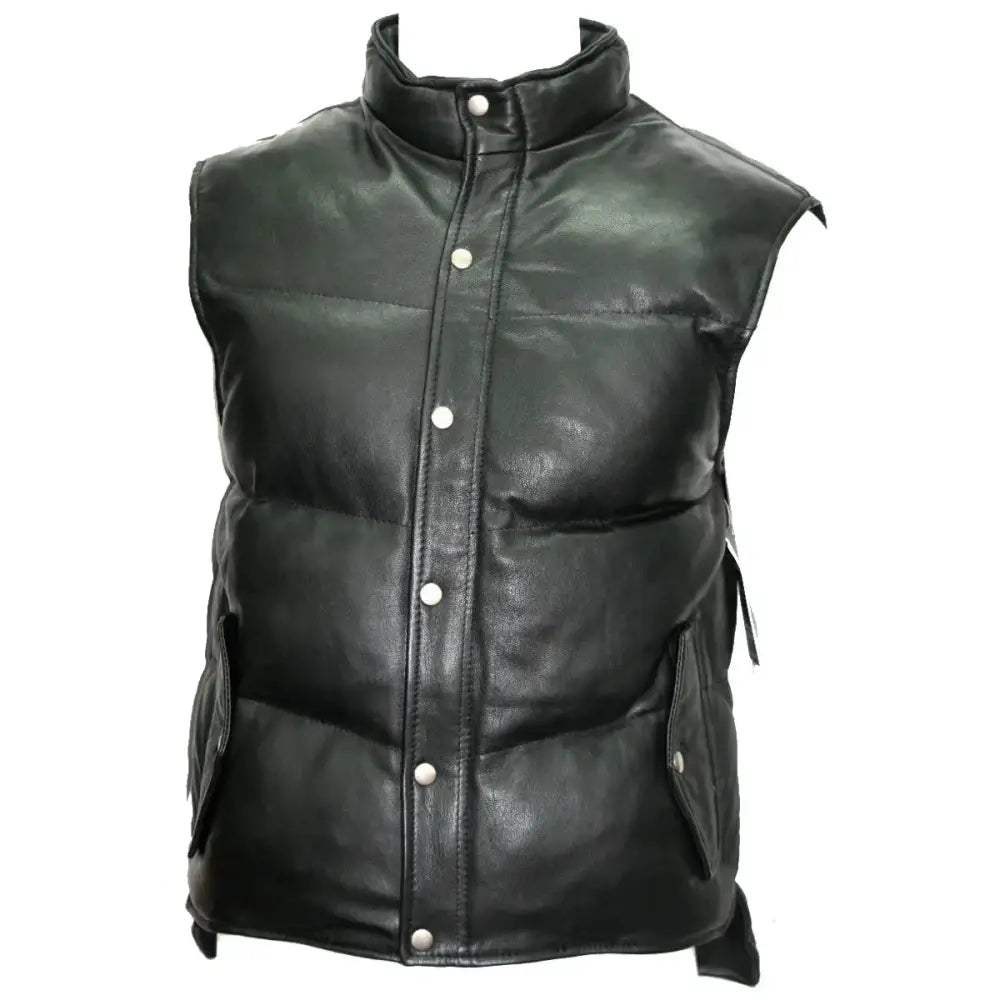 Men’s Black Leather Gilet Waistcoat Leather Vest