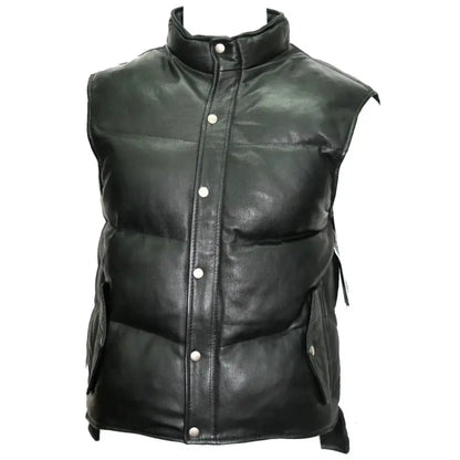 Men’s Black Leather Gilet Waistcoat Leather Vest