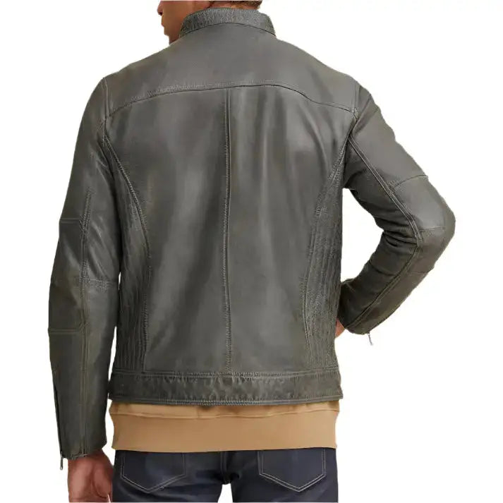 Men’s Green Motorbike Leather Jacket