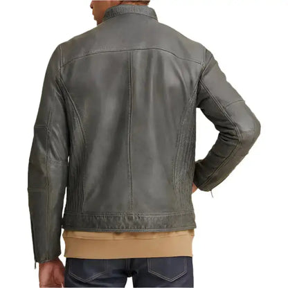 Men’s Green Motorbike Leather Jacket