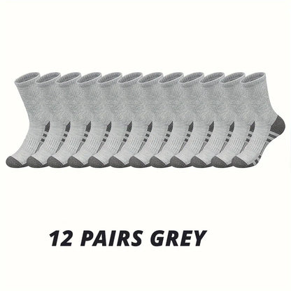 Men’s Gym & Outdoor Socks – 6 or 12 Pairs Soft Grip Crew
