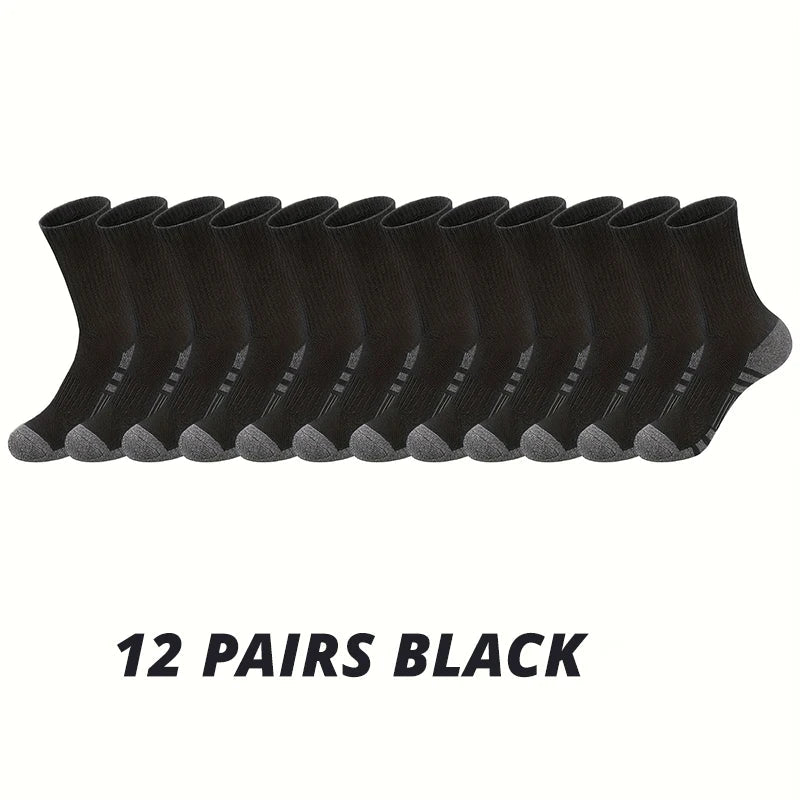 Men’s Gym & Outdoor Socks – 6 or 12 Pairs Soft Grip Crew