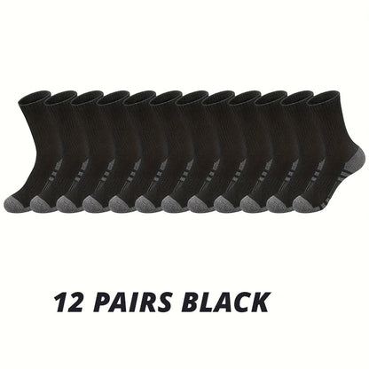 Men’s Gym & Outdoor Socks – 6 or 12 Pairs Soft Grip Crew