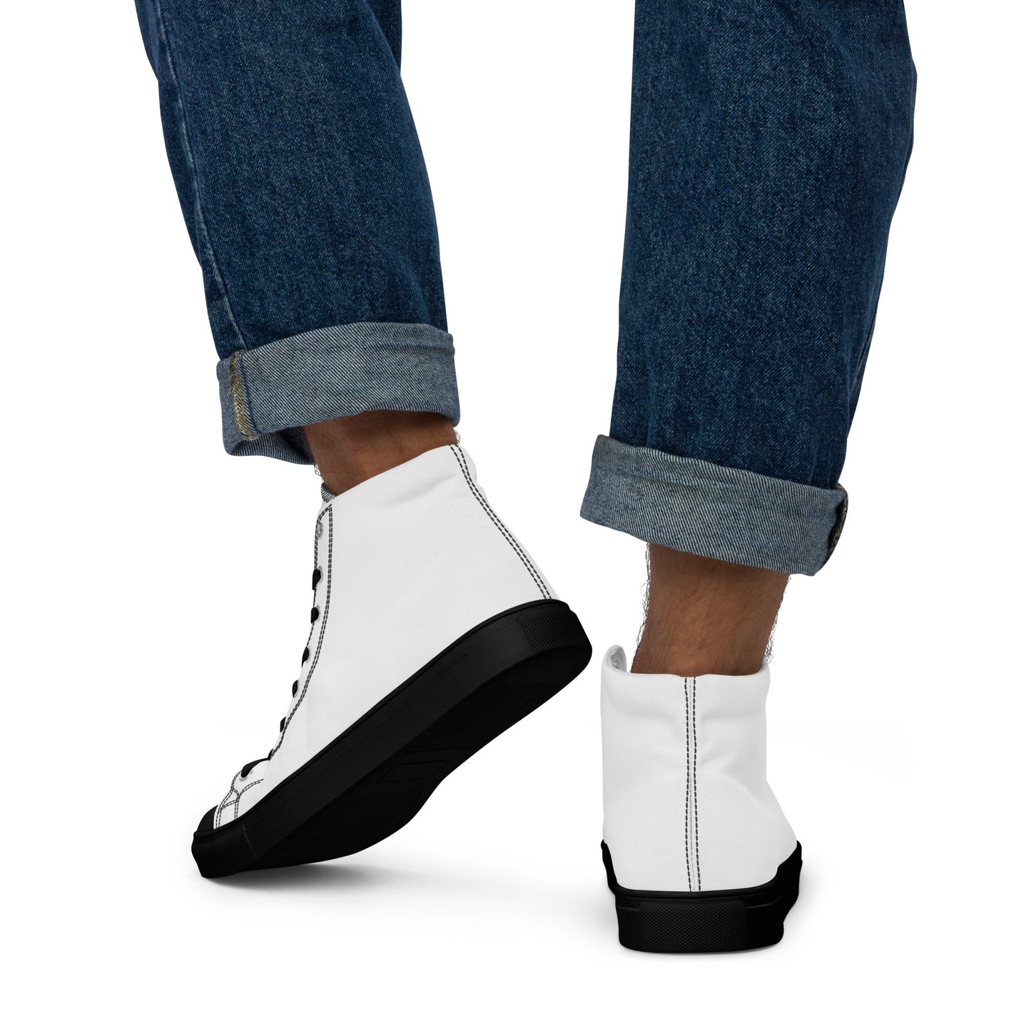 iSAW Mens White High-Top Canvas Shoes
