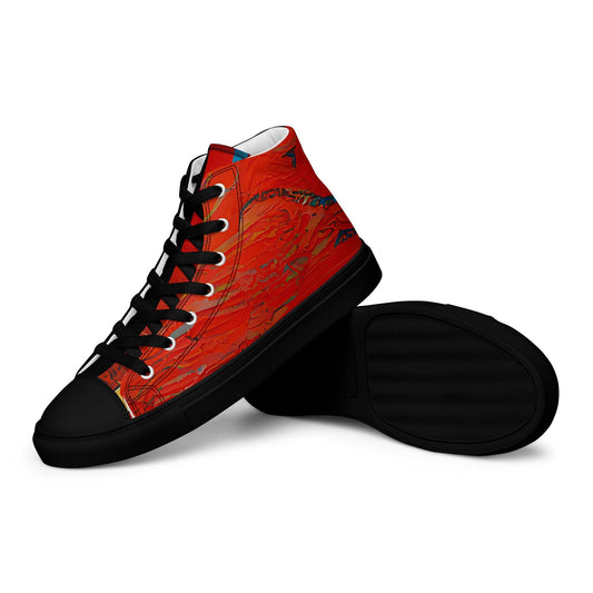 Half Black Half Hónghǎi - Mens High-Top Canvas Shoes