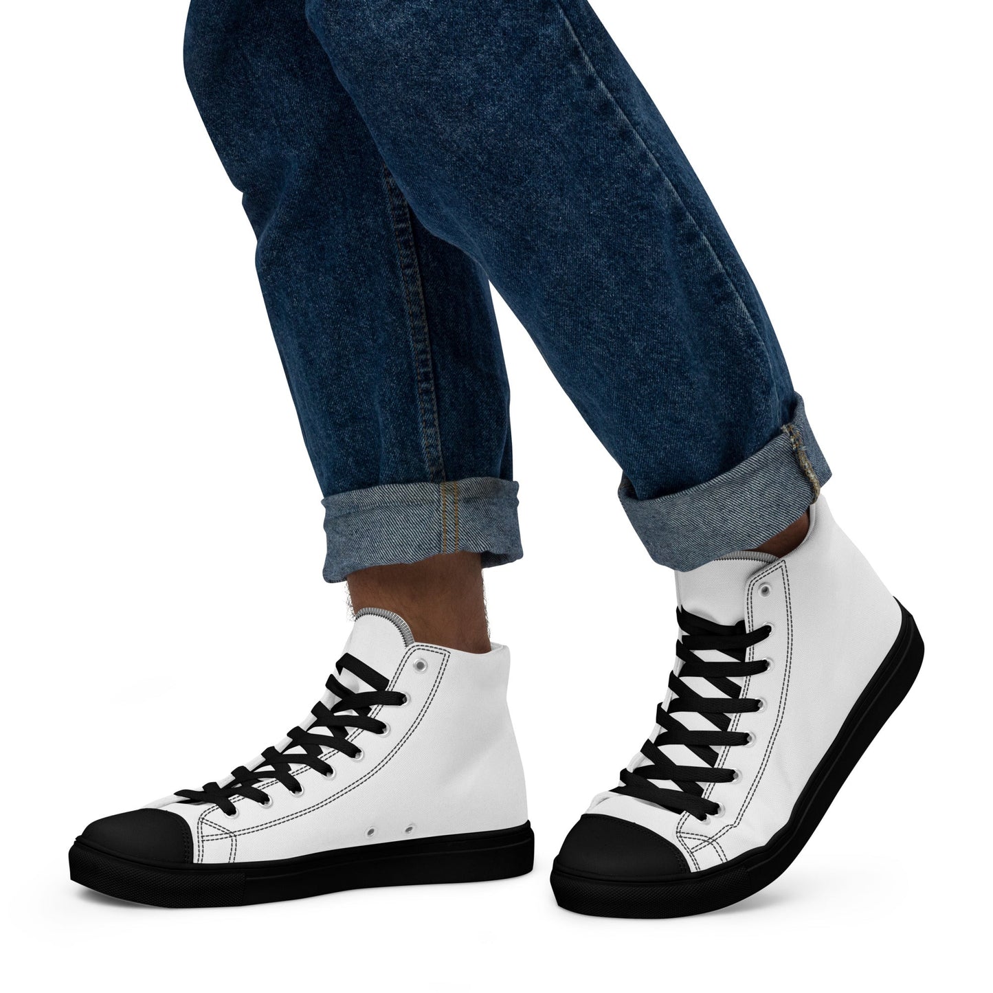 iSAW Mens White High-Top Canvas Shoes