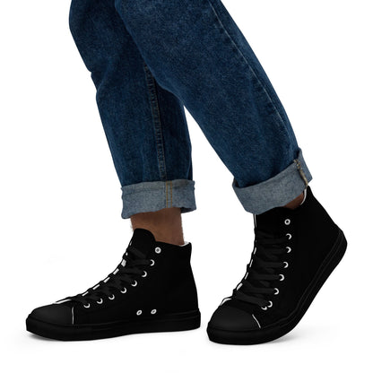 iSAW Mens Black High-Top Canvas Shoes