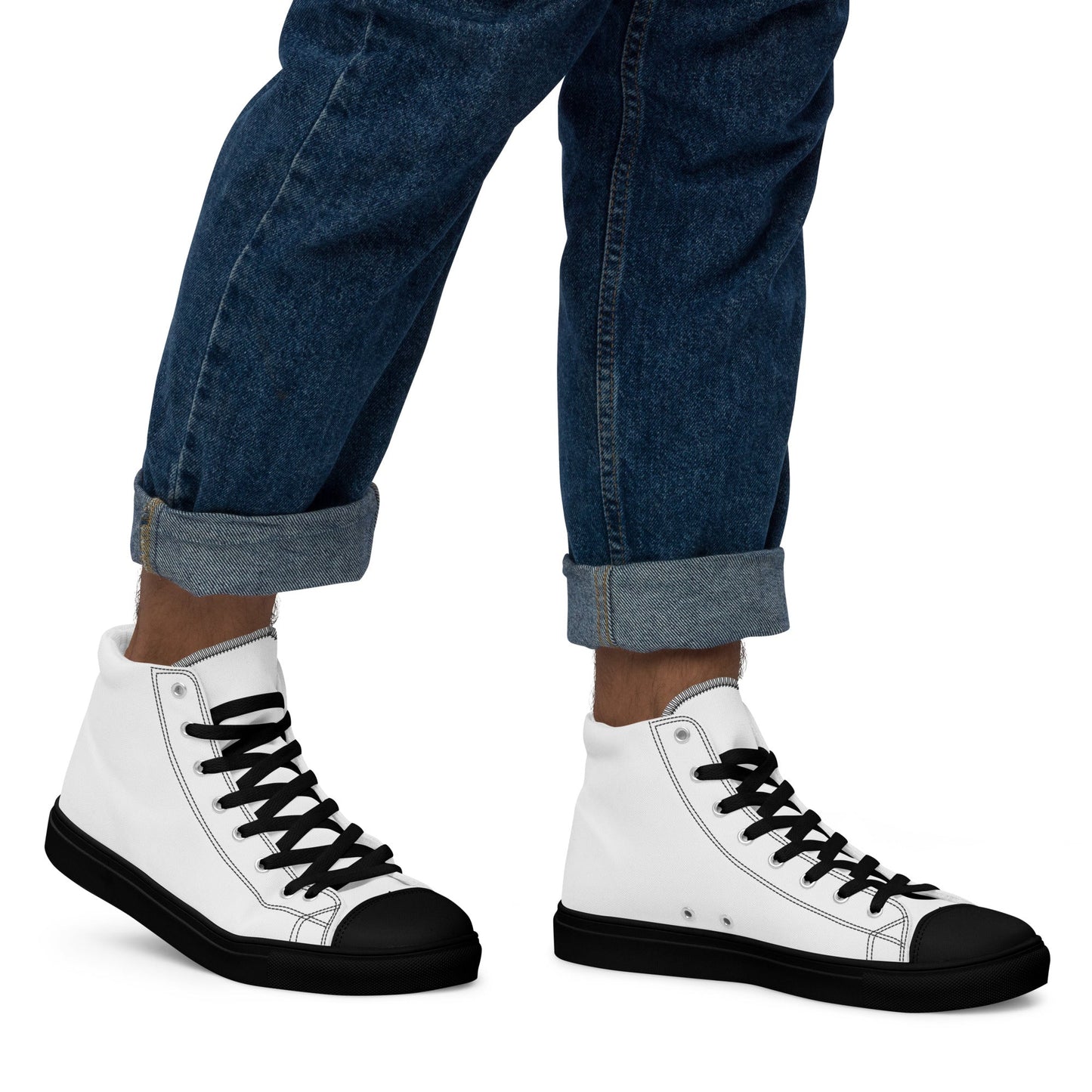 iSAW Mens White High-Top Canvas Shoes