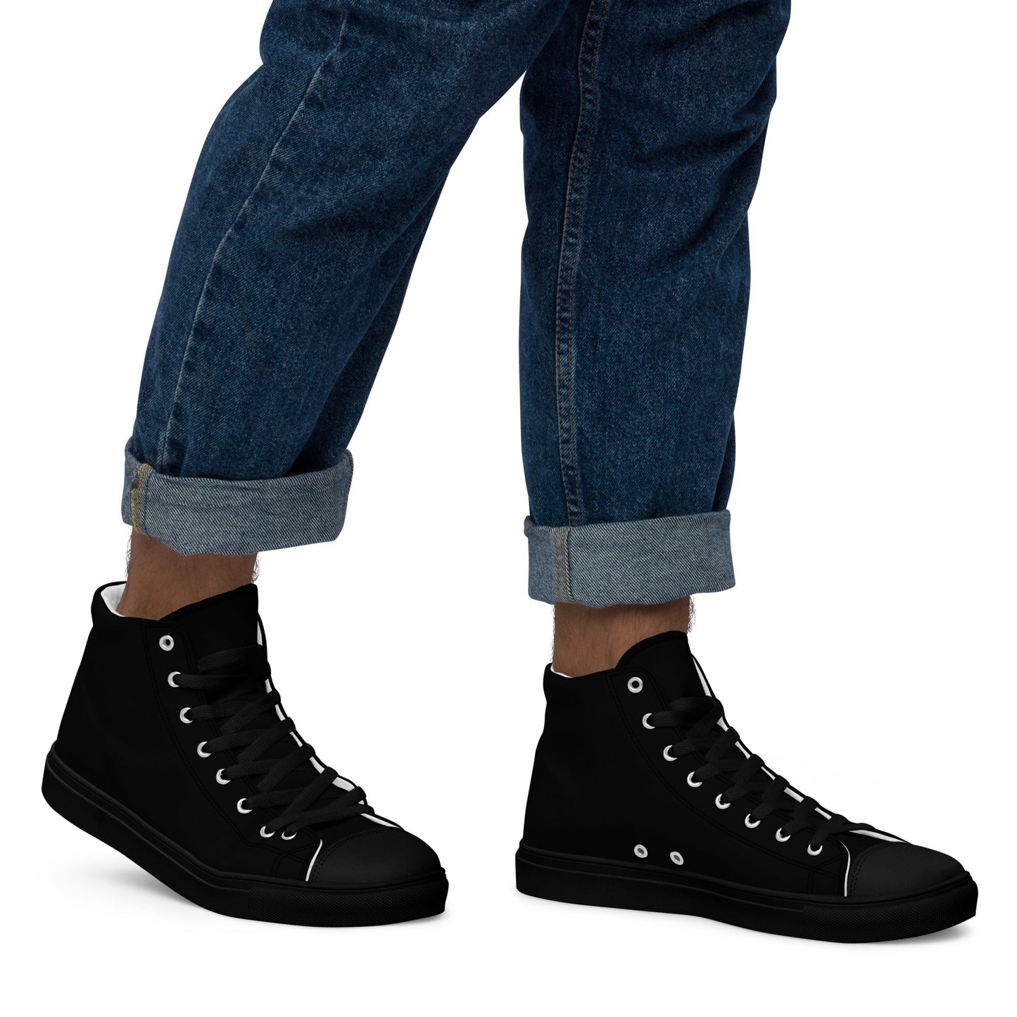 iSAW Mens Black High-Top Canvas Shoes