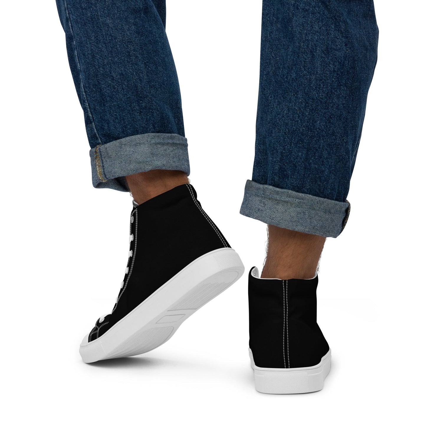 iSAW Mens Black High-Top Canvas Shoes