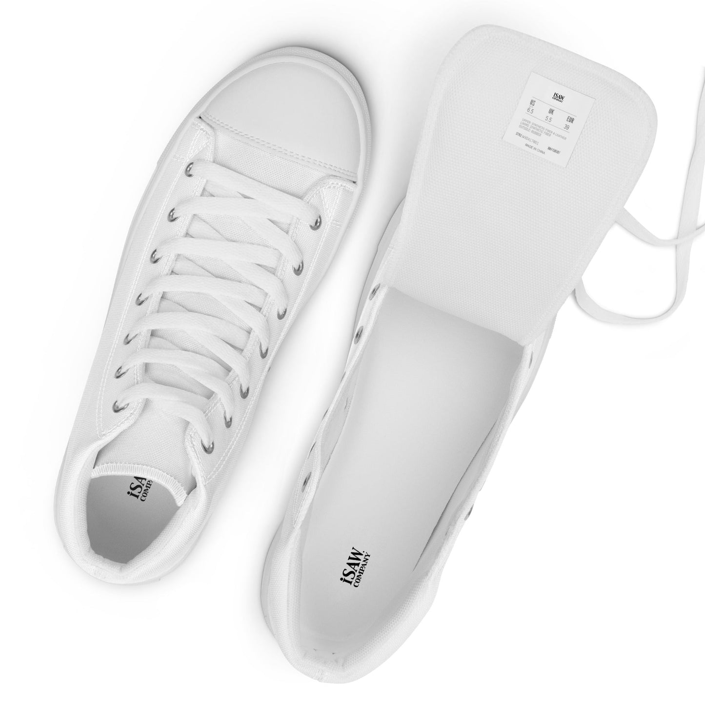 iSAW Mens White High-Top Canvas Shoes