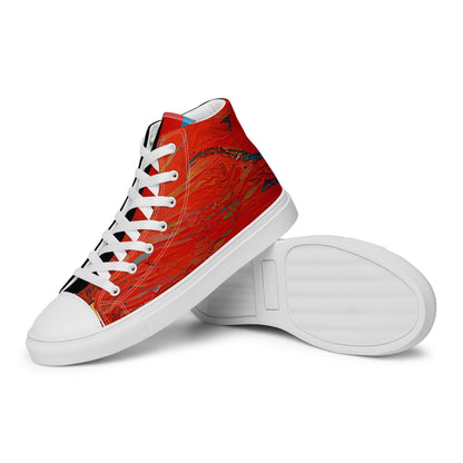 Half Black Half Hónghǎi - Mens High-Top Canvas Shoes