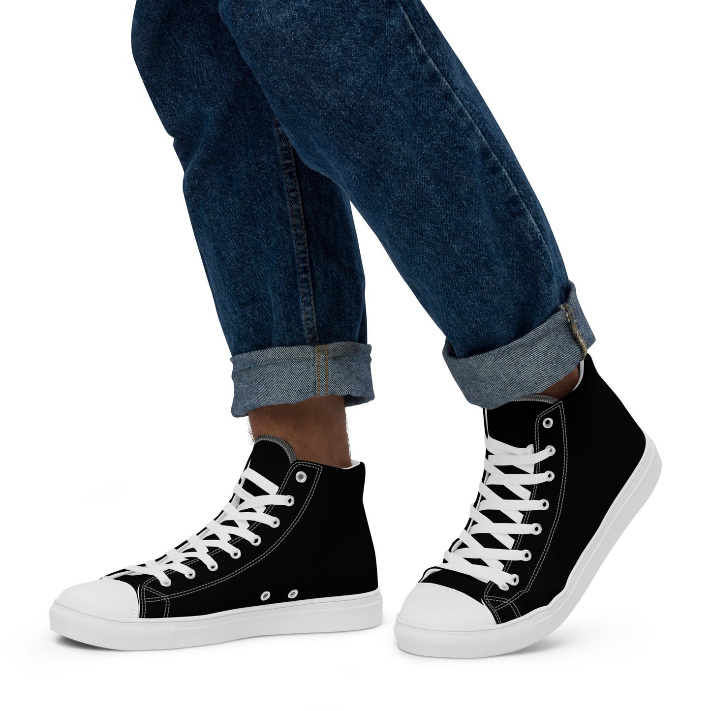 iSAW Mens Black High-Top Canvas Shoes
