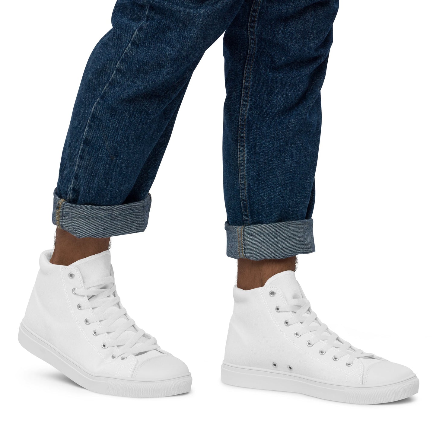 iSAW Mens White High-Top Canvas Shoes