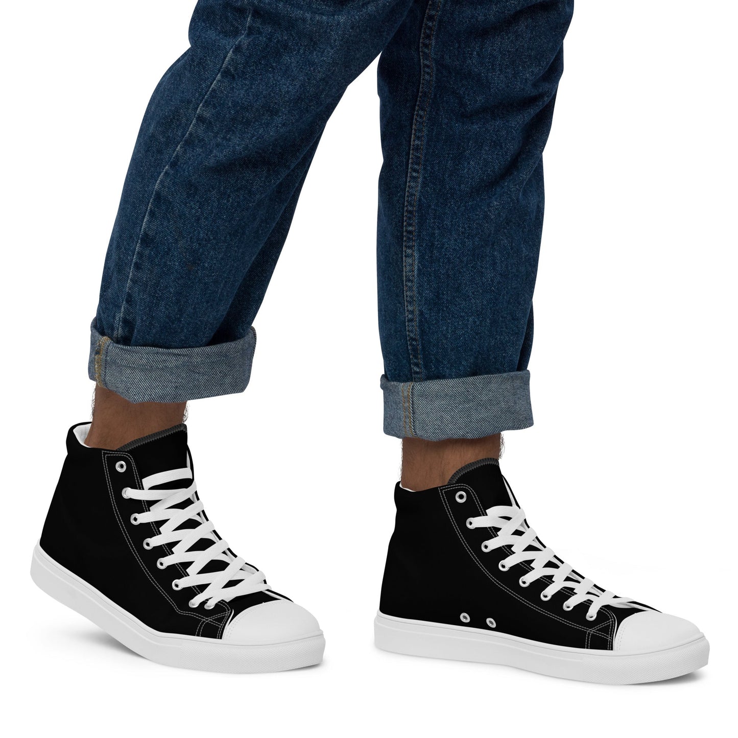 iSAW Mens Black High-Top Canvas Shoes