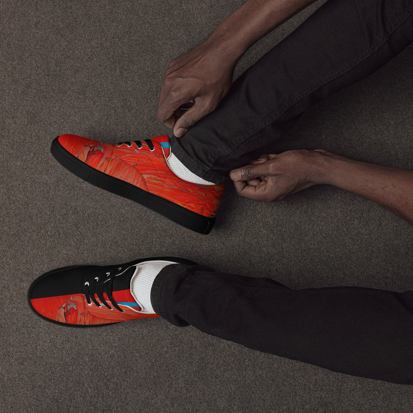 Half Black Half Hónghǎi - Mens Lace-Up Canvas Shoes