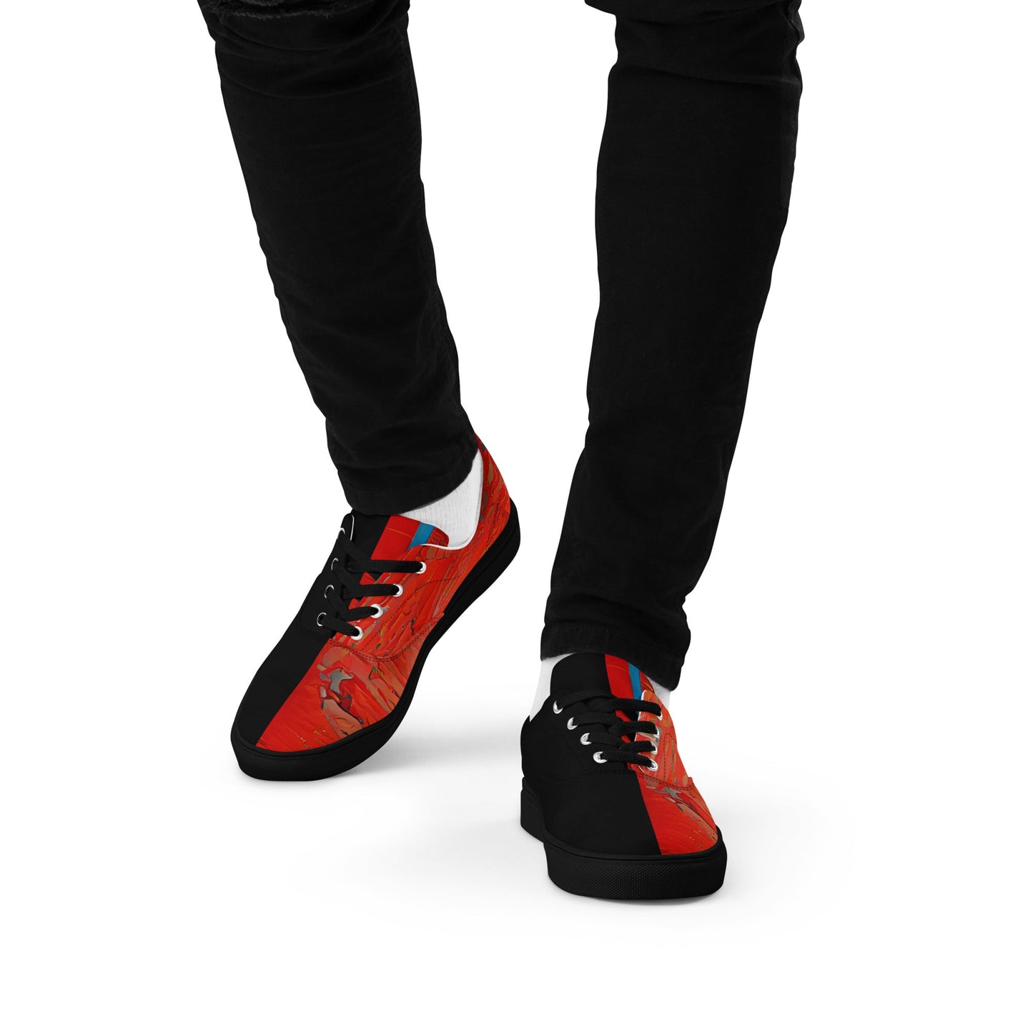 Half Black Half Hónghǎi - Mens Lace-Up Canvas Shoes
