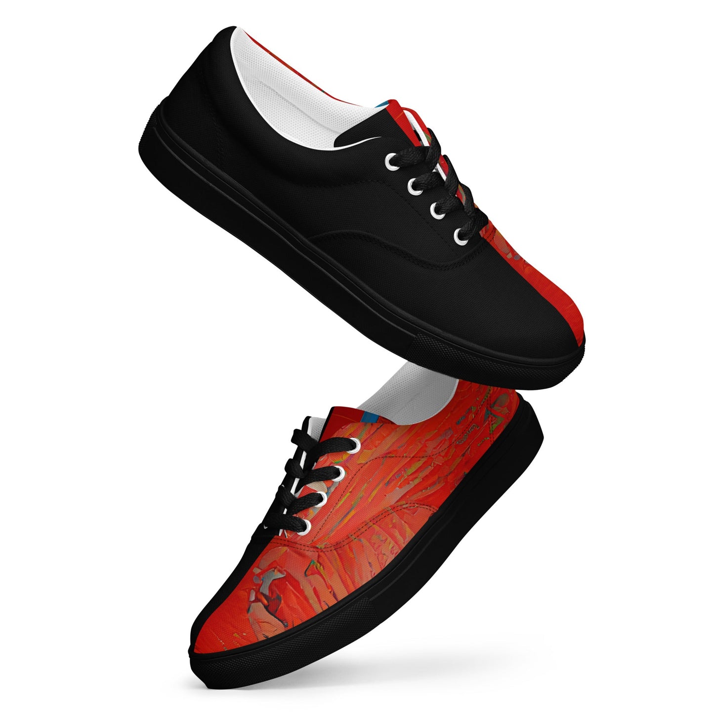 Half Black Half Hónghǎi - Mens Lace-Up Canvas Shoes
