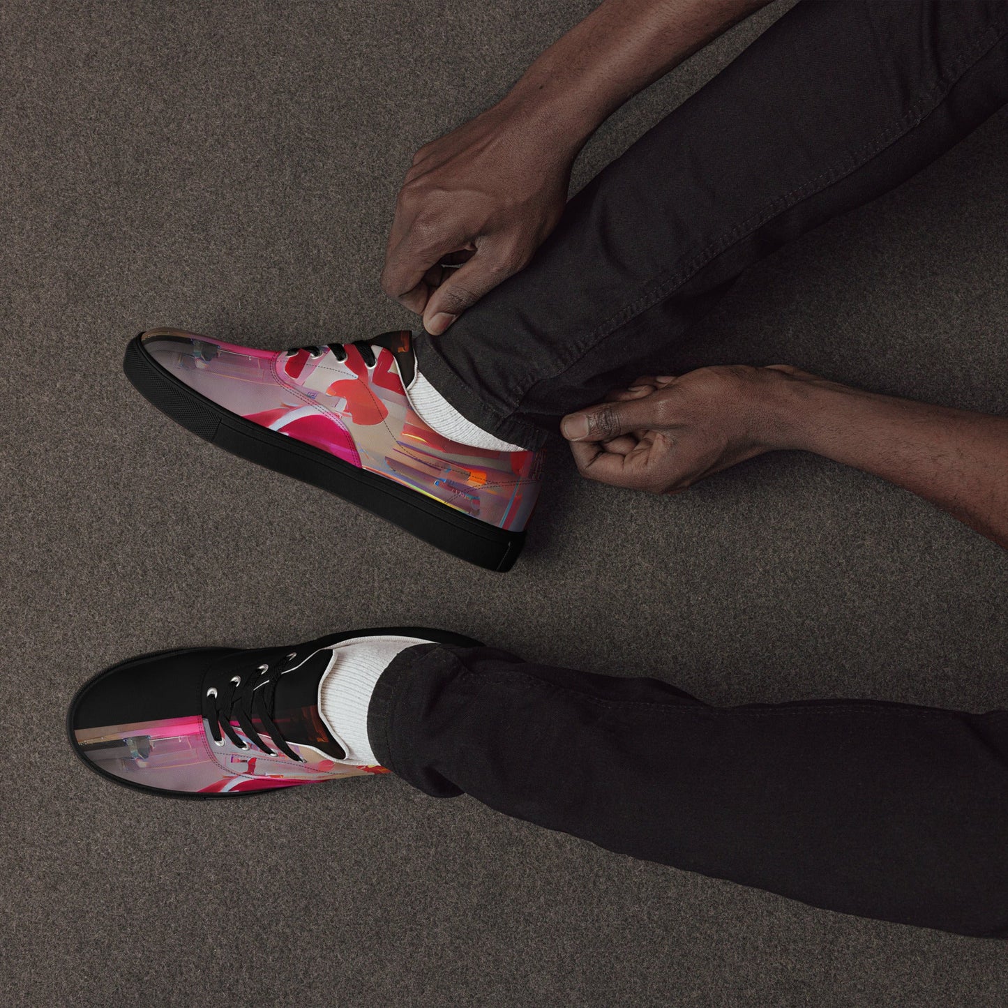 Half Black Half Báijiǔ - Mens Lace-Up Canvas Shoes