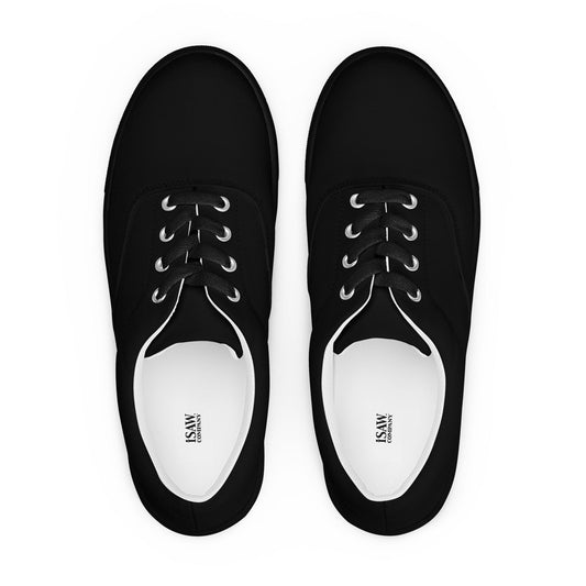 iSAW Mens Black Lace-Up Canvas Shoes