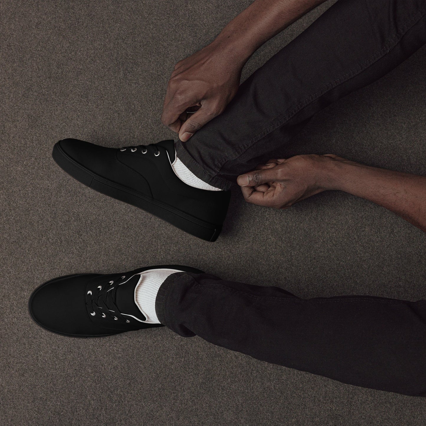 iSAW Mens Black Lace-Up Canvas Shoes