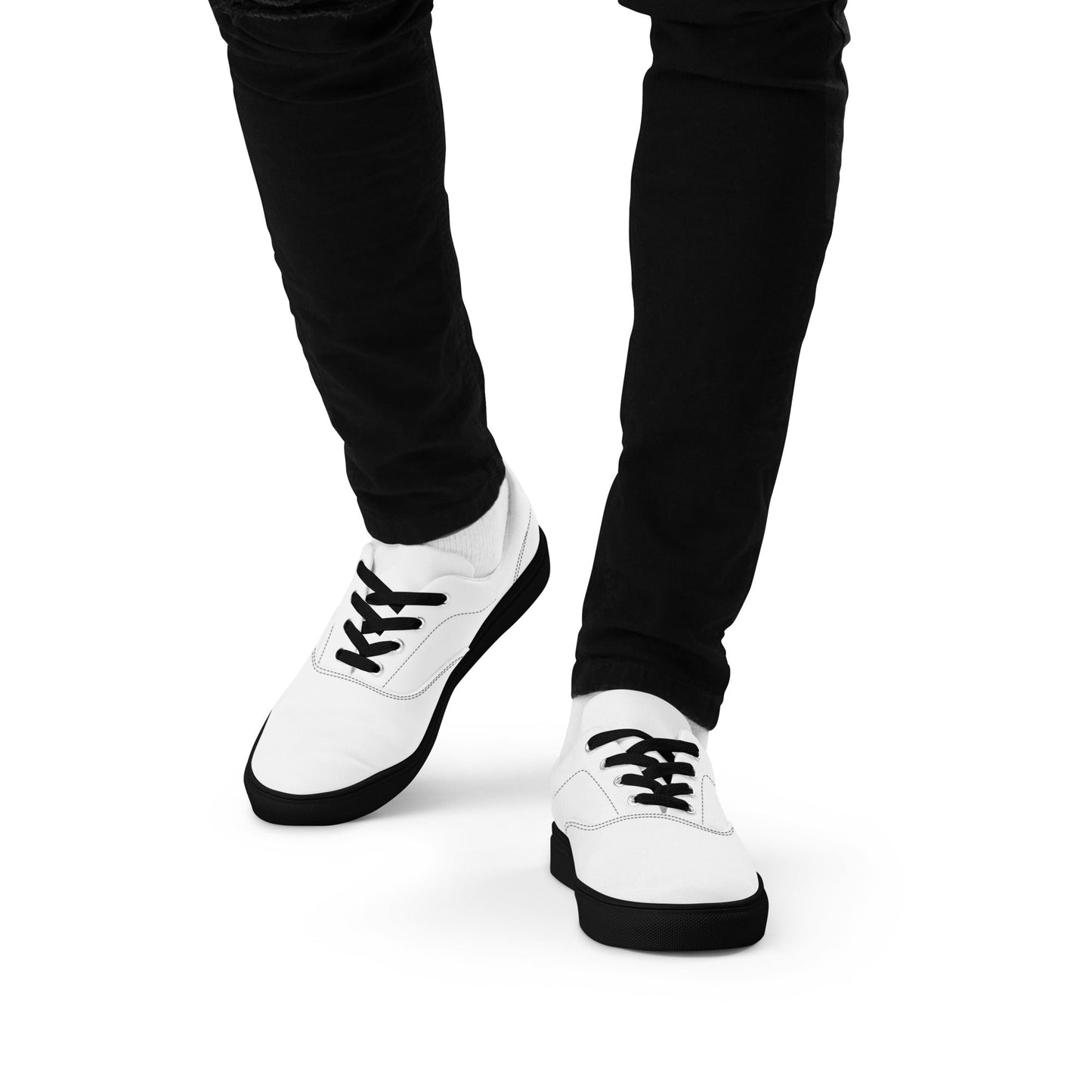 iSAW Mens White Lace-Up Canvas Shoes