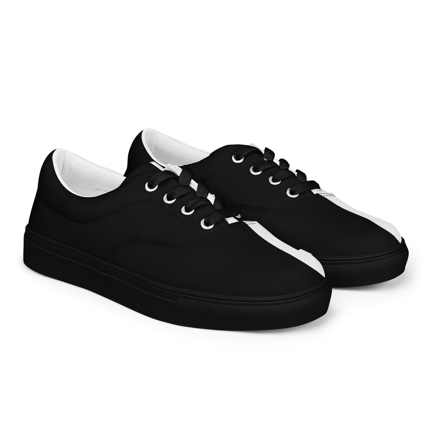 Half Black Half White - Mens Lace-Up Canvas Shoes