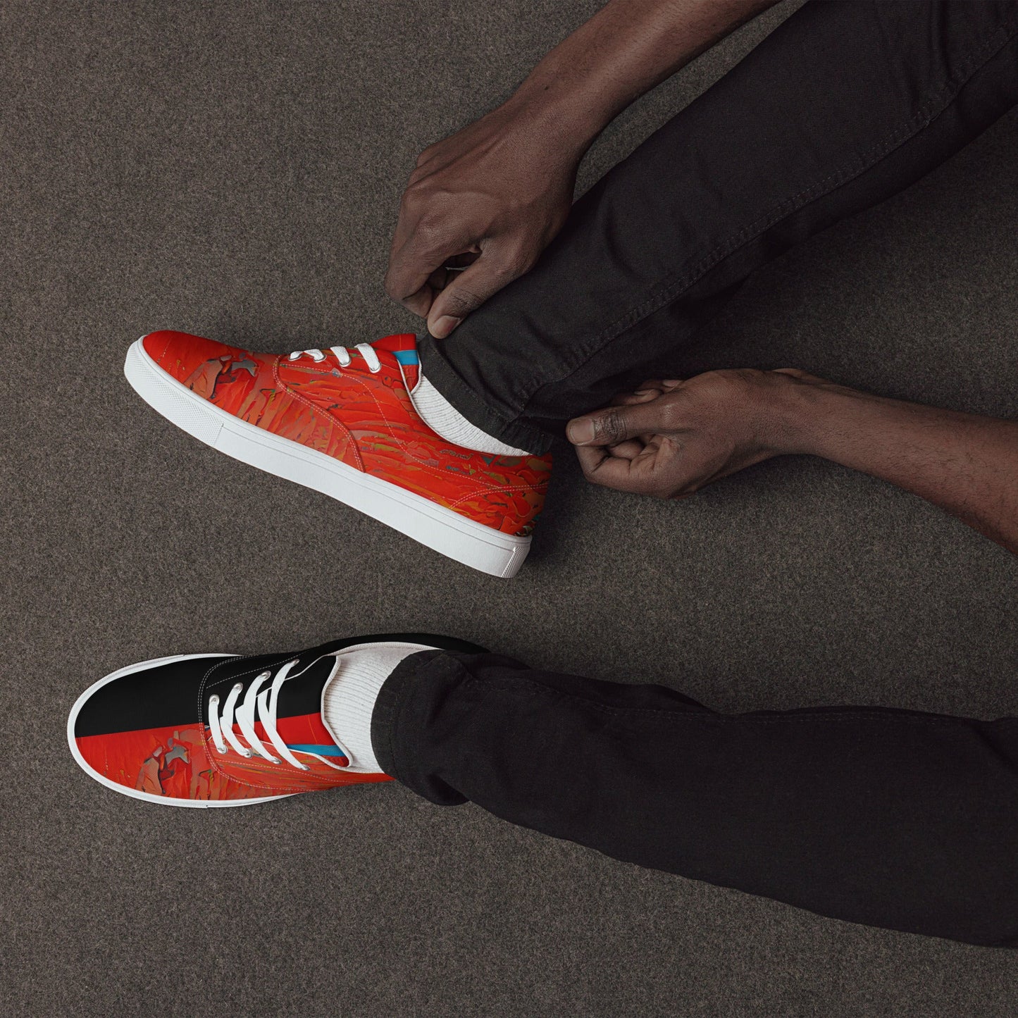 Half Black Half Hónghǎi - Mens Lace-Up Canvas Shoes
