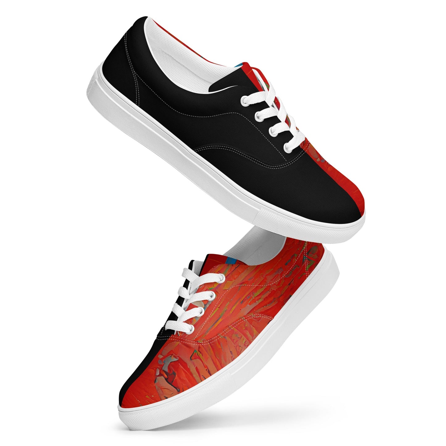 Half Black Half Hónghǎi - Mens Lace-Up Canvas Shoes