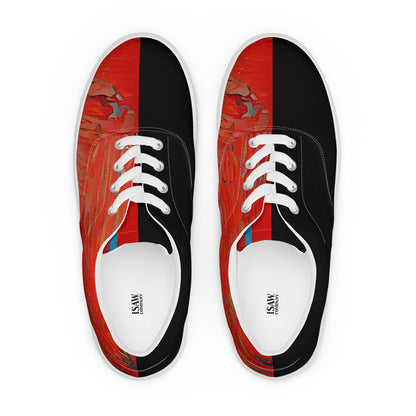 Half Black Half Hónghǎi - Mens Lace-Up Canvas Shoes